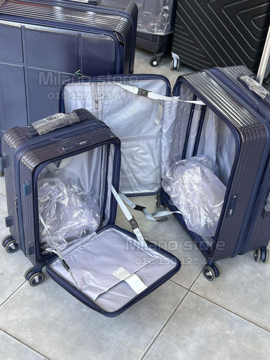 Milano luggage with front zipper